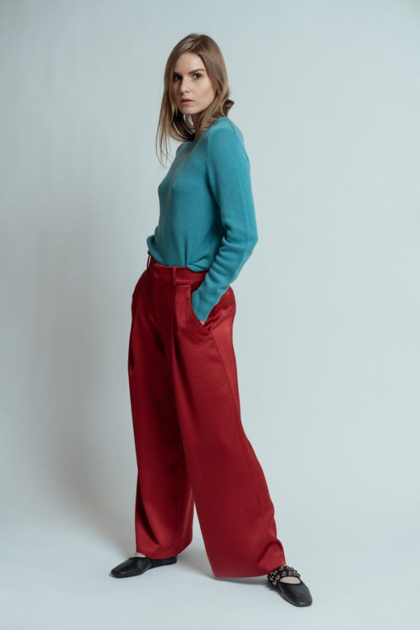 Smythe Cropped Pleated Trousers - Crimson