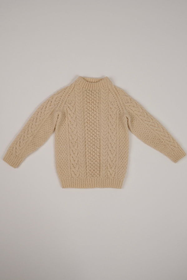 KIDS Hermine Vintage Irish Tusk Wool Cable Knit Sweater - Cream