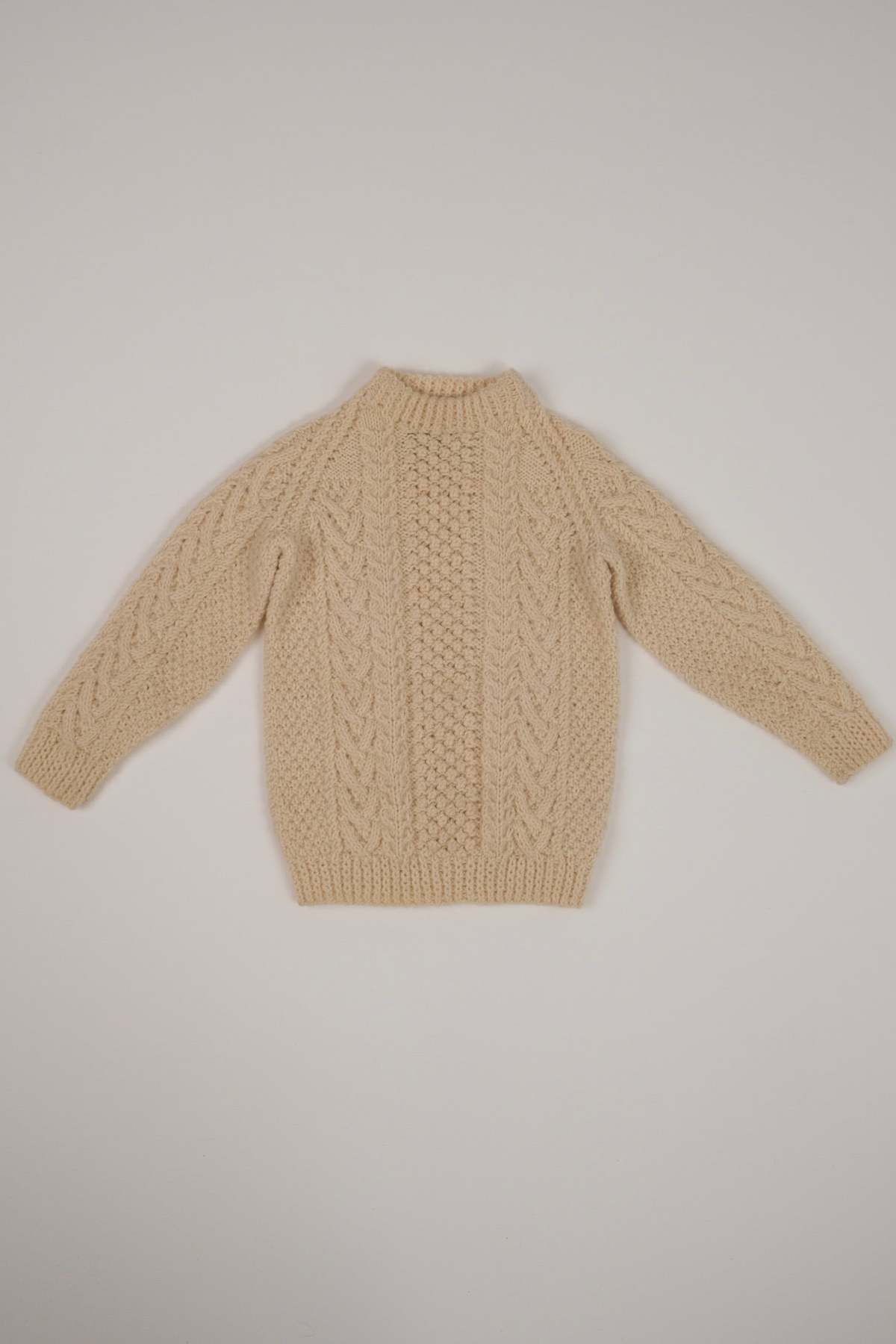 KIDS Hermine Vintage Irish Tusk Wool Cable Knit Sweater - Cream - Image 1 of 3