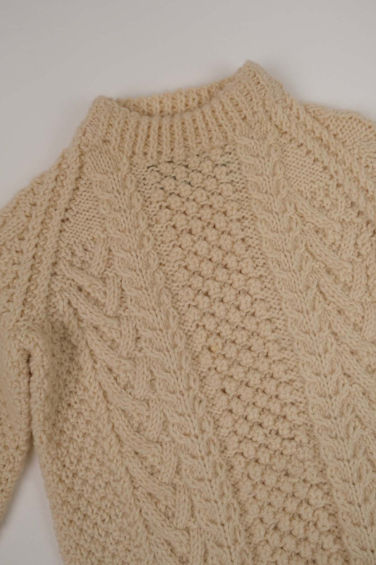 KIDS Hermine Vintage Irish Tusk Wool Cable Knit Sweater - Cream - Image 2 of 3
