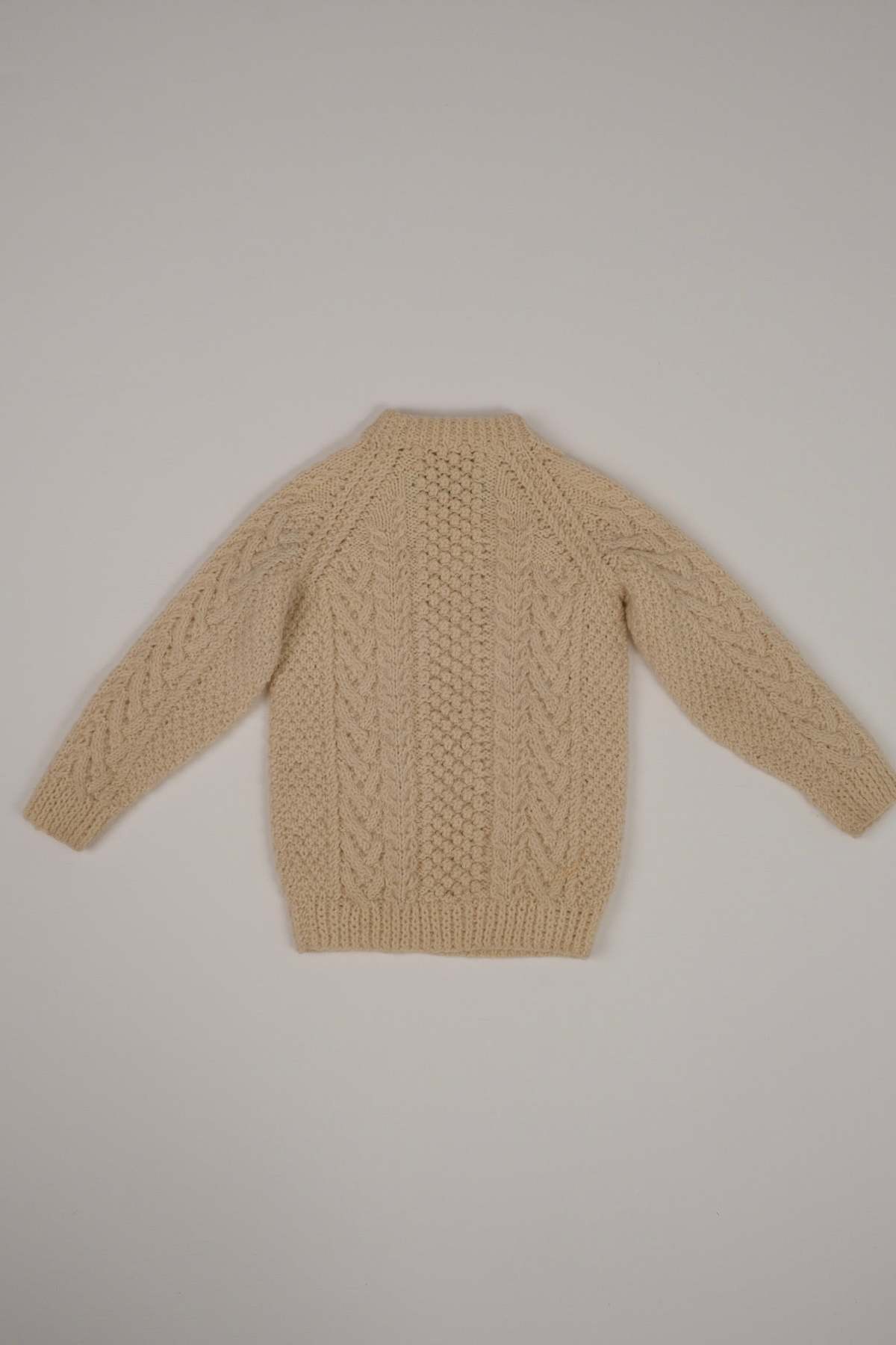 KIDS Hermine Vintage Irish Tusk Wool Cable Knit Sweater - Cream - Image 3 of 3