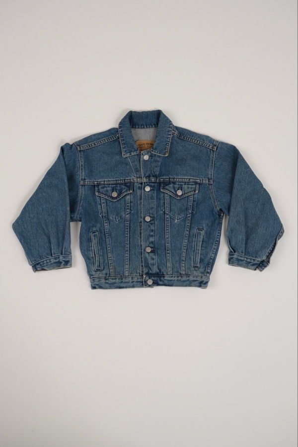 KIDS Hermine Vintage Medium Wash Cotton Denim Jacket - Blue
