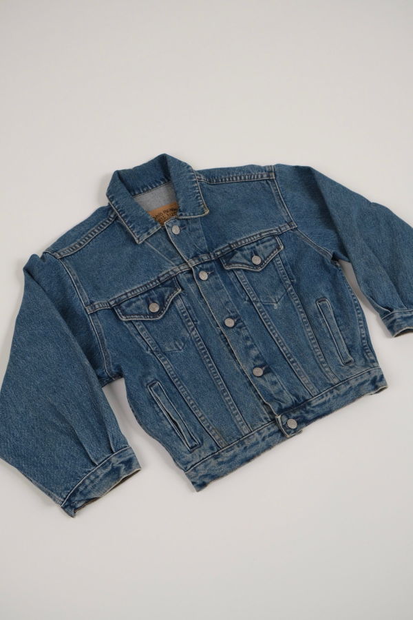 KIDS Hermine Vintage Medium Wash Cotton Denim Jacket - Blue