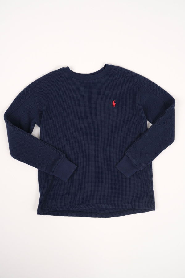 KIDS Hermine Vintage Polo Ralph Lauren Waffleknit Thermal Top - Navy