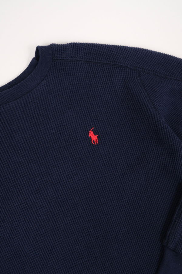 KIDS Hermine Vintage Polo Ralph Lauren Waffleknit Thermal Top - Navy