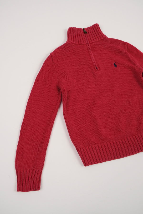 KIDS Hermine Vintage Polo Ralph Lauren Quarter Zip Sweater - Red