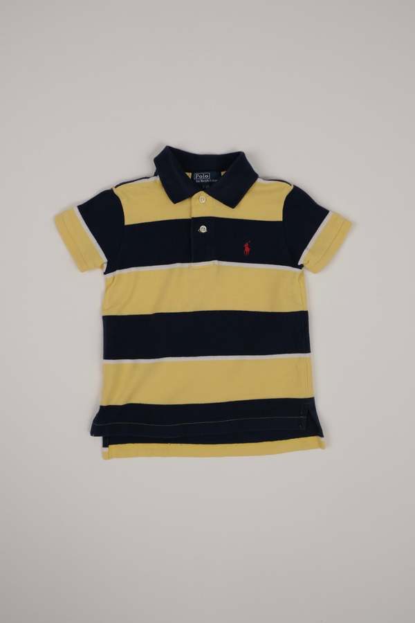 KIDS Hermine Vintage Toddlers Banana Polo Ralph Lauren Striped Polo Shirt - Yellow KIDS Hermine Vintage Toddlers Banana Polo Ralph Lauren Striped Polo Shirt - Yellow