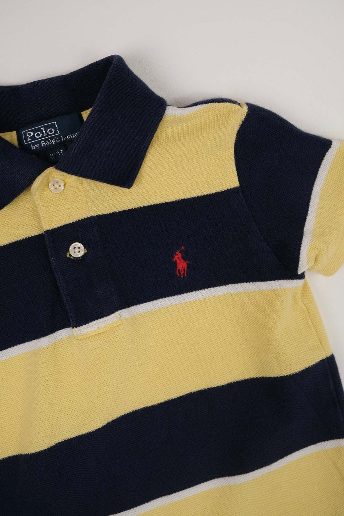 KIDS Hermine Vintage Toddlers Banana Polo Ralph Lauren Striped Polo Shirt - Yellow - Image 3 of 3
