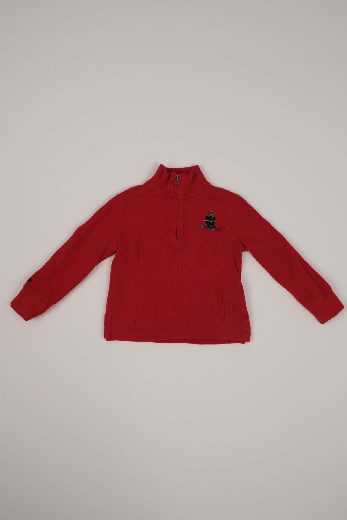 KIDS Hermine Ski Bear Quarter-Zip Sweater - Red - Image 1 of 3