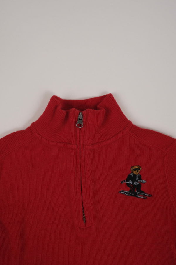 KIDS Hermine Ski Bear Quarter-Zip Sweater - Red