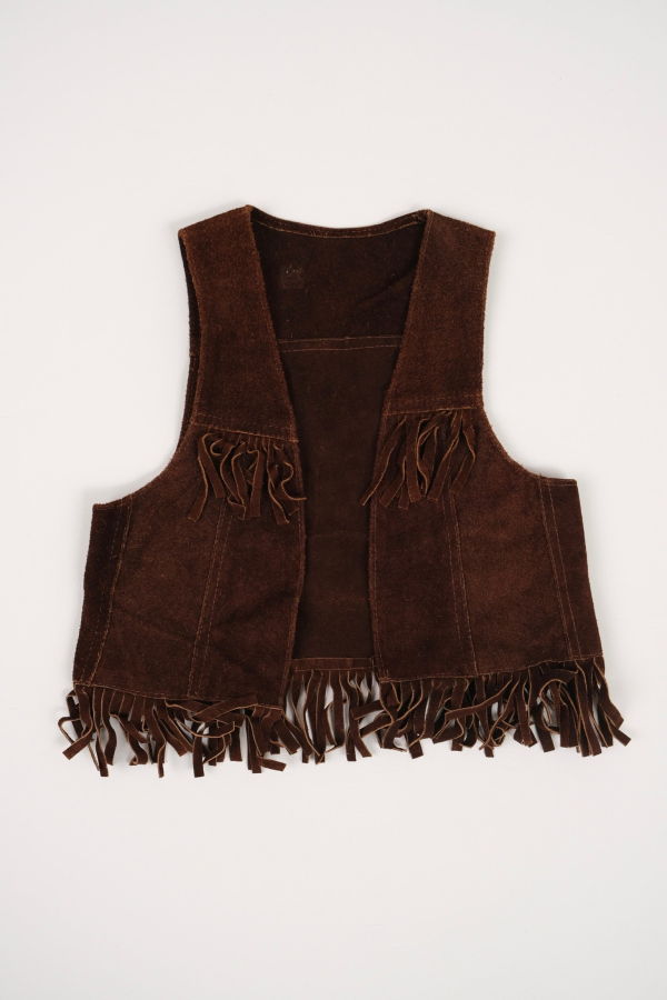 KIDS Hermine Vintage Toddlers Cocoa Suede Leather Fringe Vest - Brown