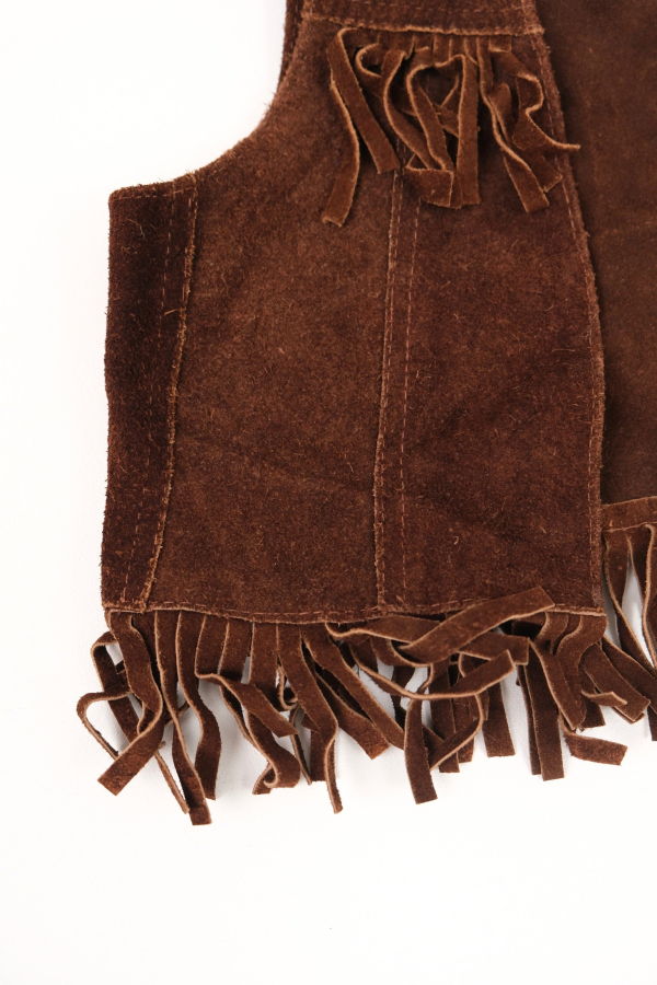 KIDS Hermine Vintage Toddlers Cocoa Suede Leather Fringe Vest - Brown