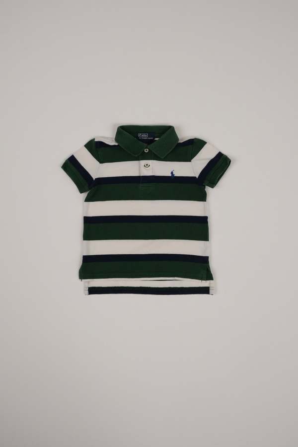 KIDS Hermine Vintage Toddlers Evergreen Polo Ralph Lauren Cotton Striped Polo Shirt - Green KIDS Hermine Vintage Toddlers Evergreen Polo Ralph Lauren Cotton Striped Polo Shirt - Green