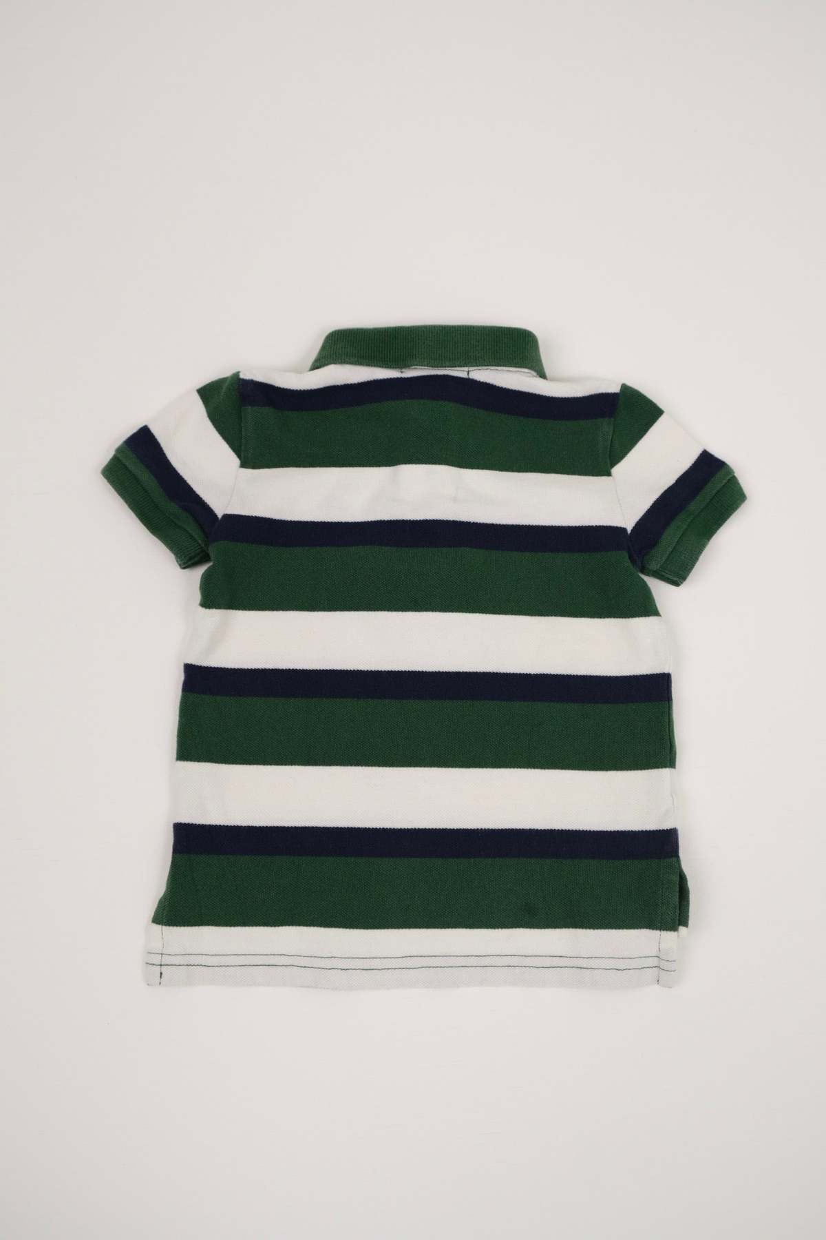 KIDS Hermine Vintage Toddlers Evergreen Polo Ralph Lauren Cotton Striped Polo Shirt - Green - Image 4 of 4
