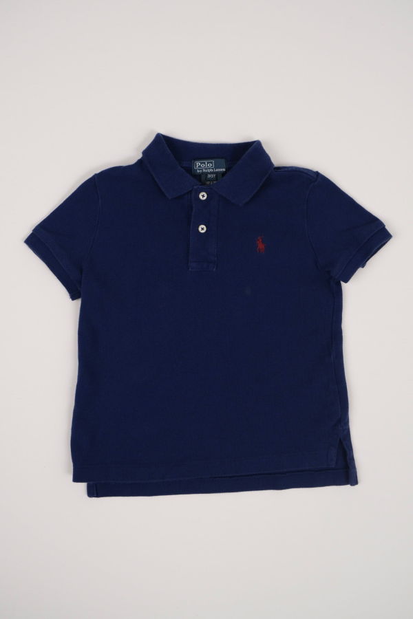 KIDS Hermine Vintage Indigo Polo Ralph Lauren Cotton Short Sleeve Polo Shirt - Blue