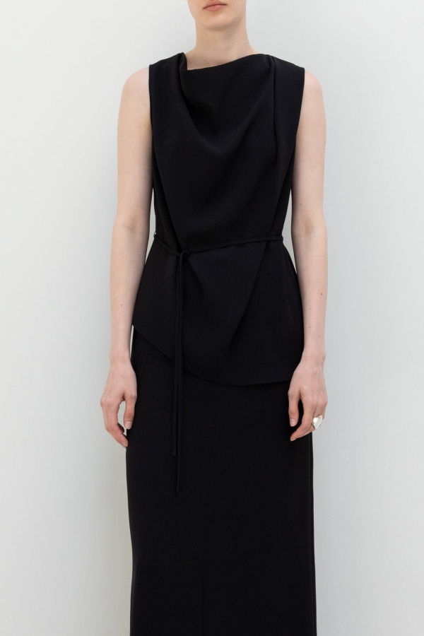 R2W Berne Cowl Neck Blouse - Black