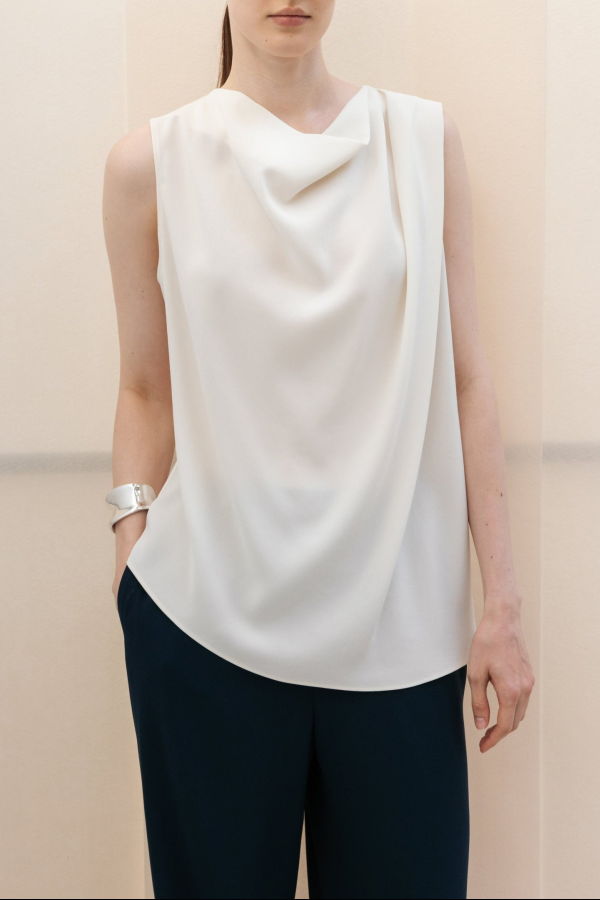R2W Berne Cowl Neck Blouse - Ivory
