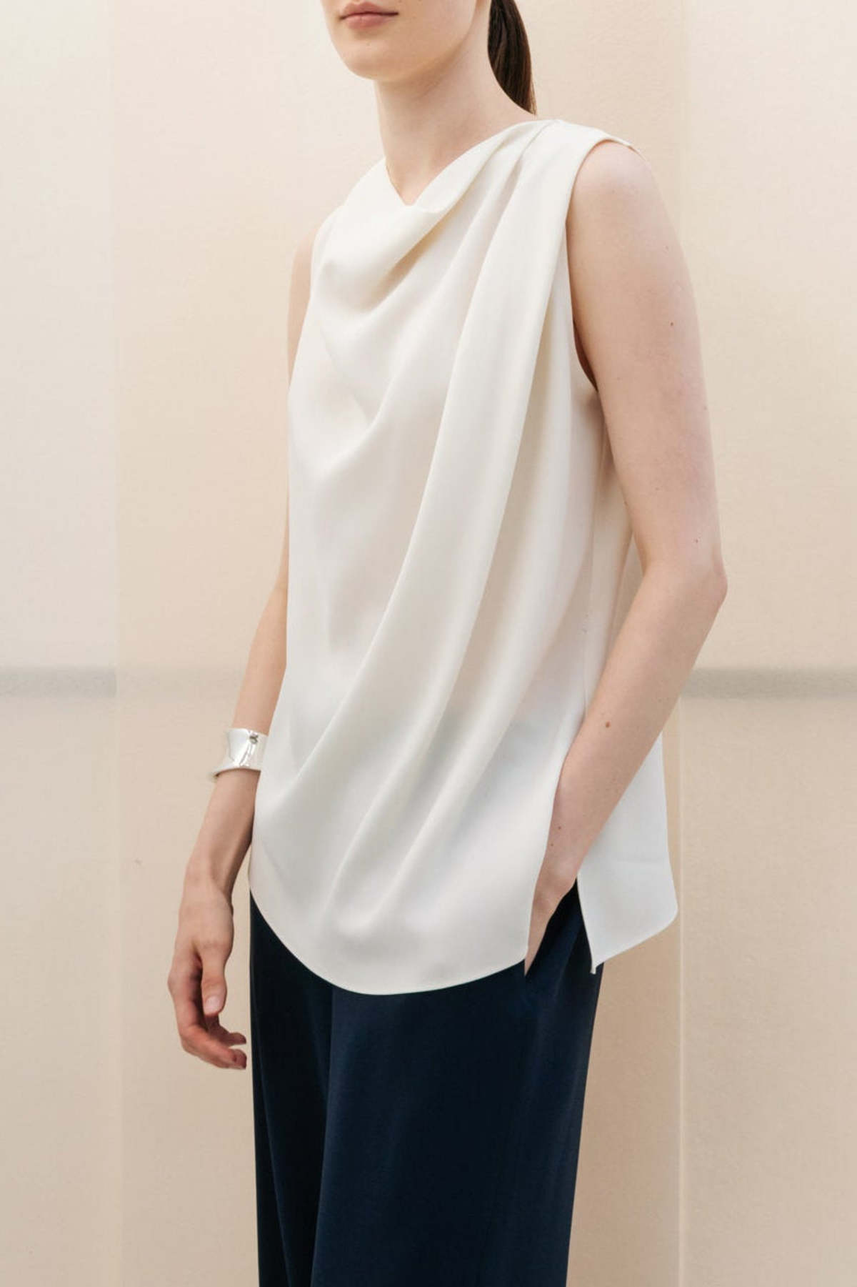 R2W Berne Cowl Neck Blouse - Ivory - Image 3 of 4