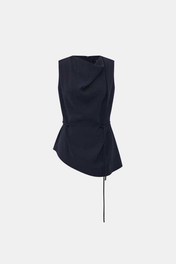 R2W Berne Cowl Neck Blouse - Navy