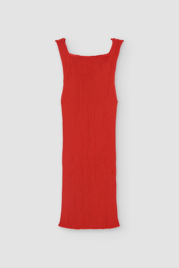 Rus Junko Ribbed Tank Top - Tomate