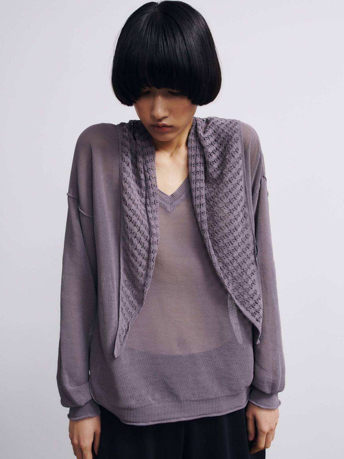 Rus Matsu V-Neck Sweater - Marengo - Image 4 of 8