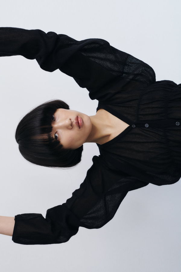 Rus Oboro Ruched Cardigan - Black