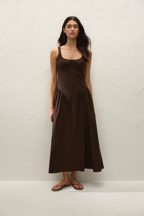 Faithfull The Brand Marcella Midi Dress - Espresso Brown