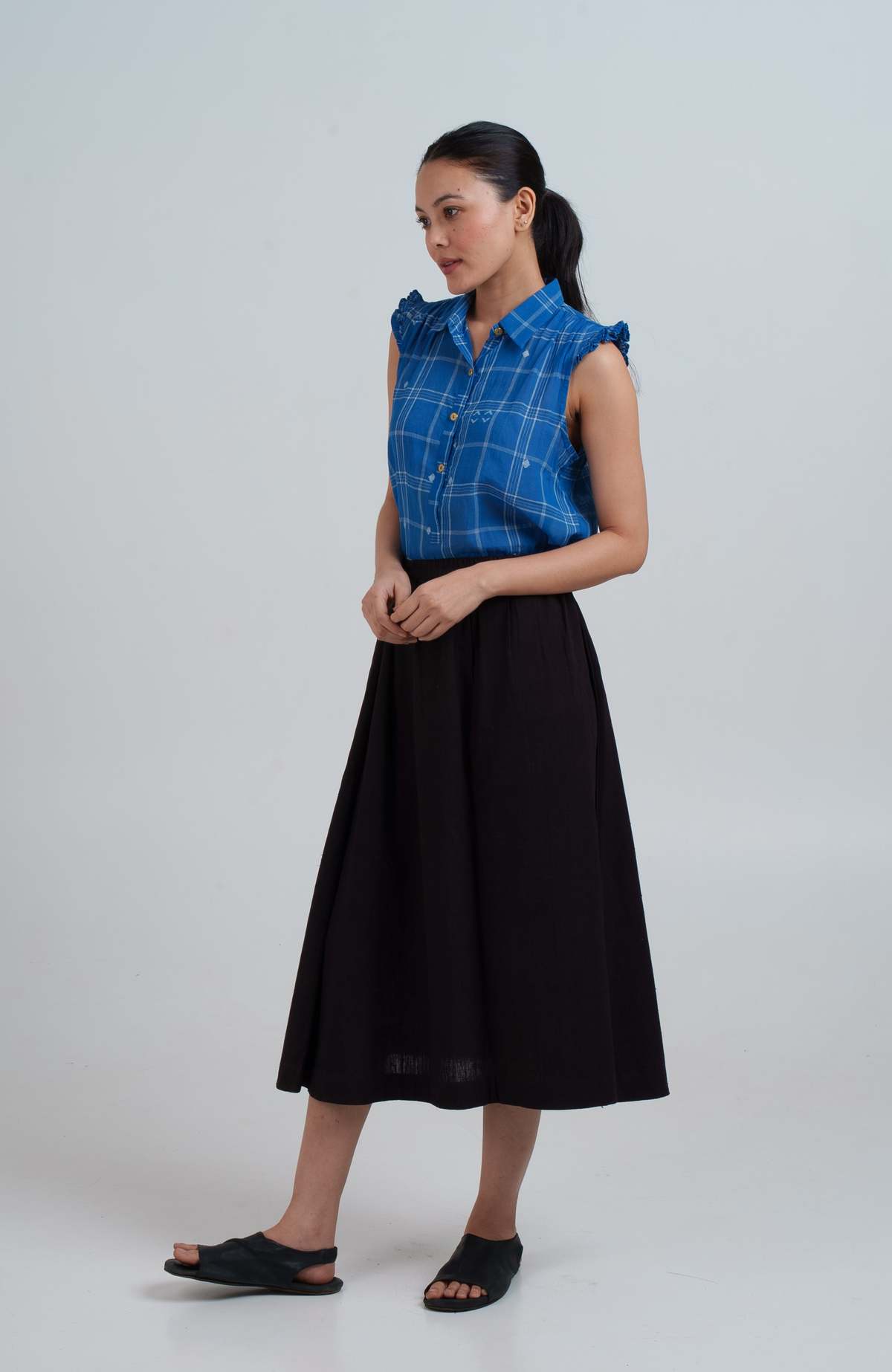 AL X CROW Mary Oliver Top - Indigo - Image 9 of 12