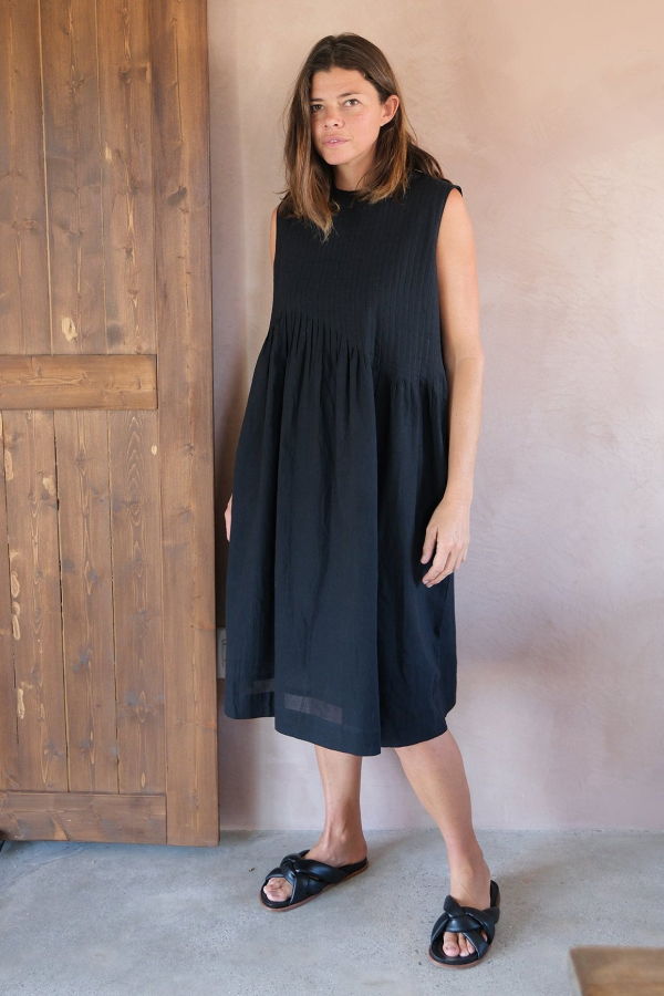 World of Crow Cotton Minimal Dress - Black