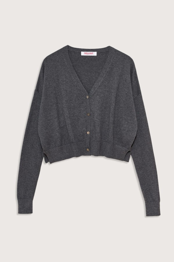 Organic by John Patrick Cotton/Cashmere Crop Cardigan - Charcoal