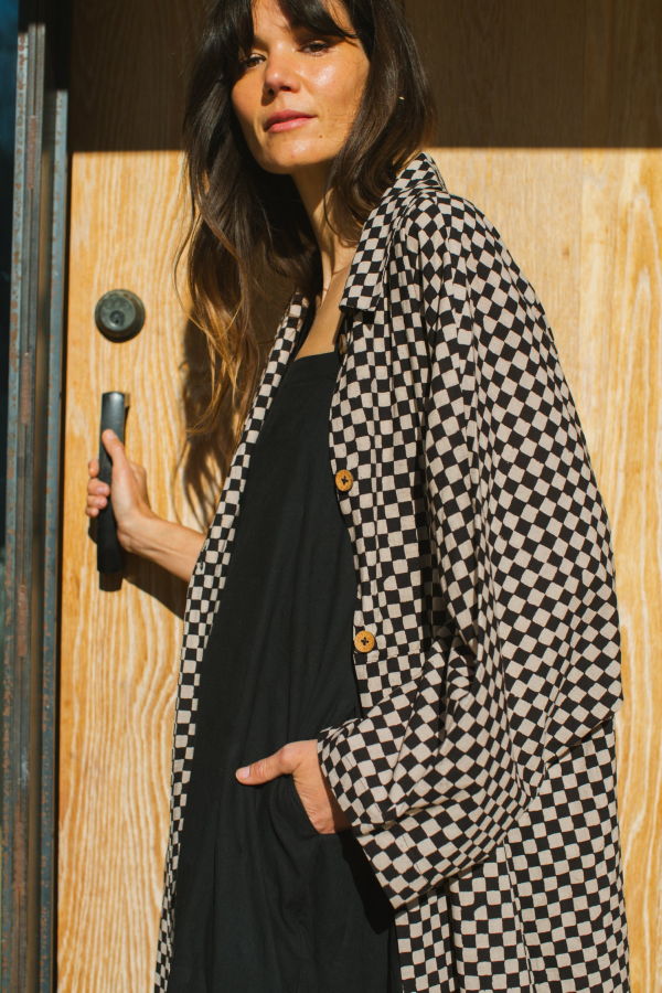 World of Crow Checkered Duster jacket - Black/White