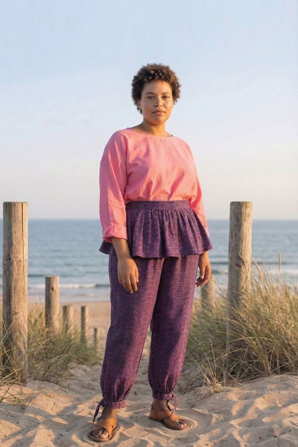 World of Crow Magenta Sash Tie Up Frill Top