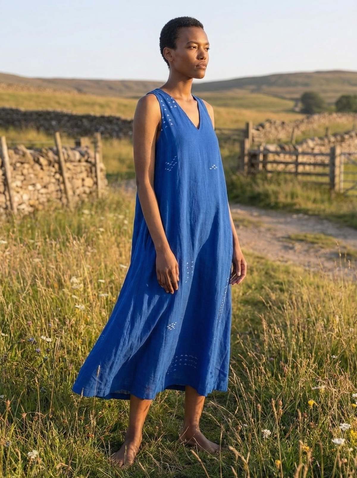 World of Crow Holiday Dress - Cobalt - Image 1 of 9