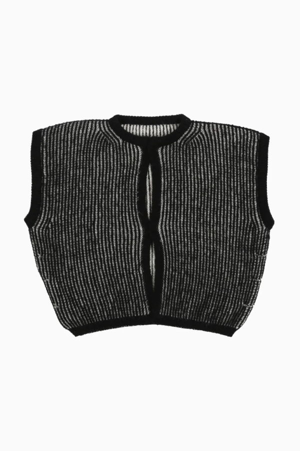 BELACARO Bicolor Reversible Cardigan Vest - Black/Cream