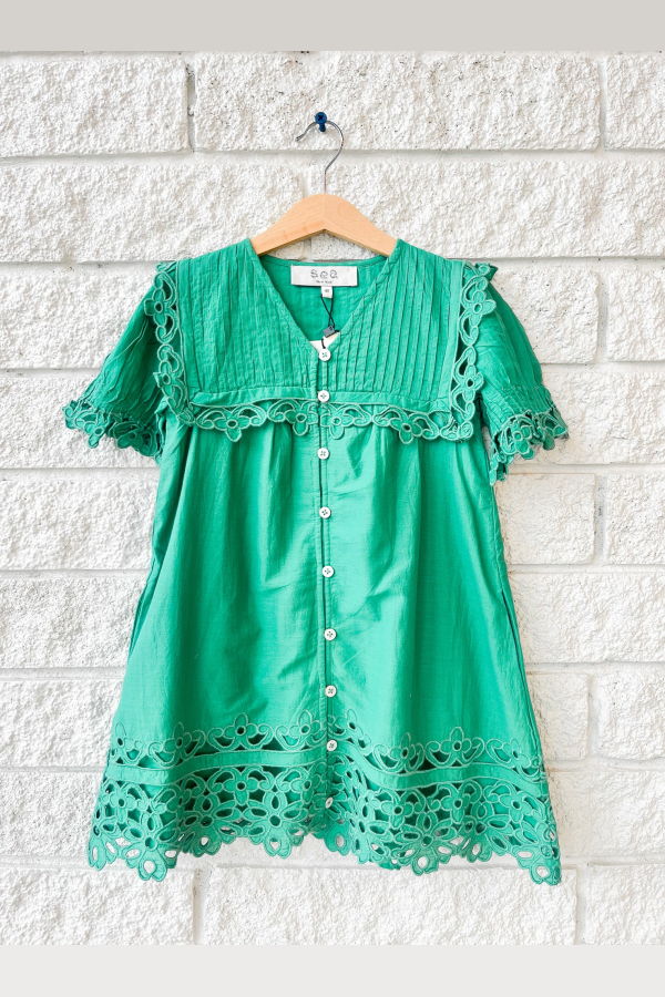 KIDS Sea NY Leila Eyelet Dress - Green