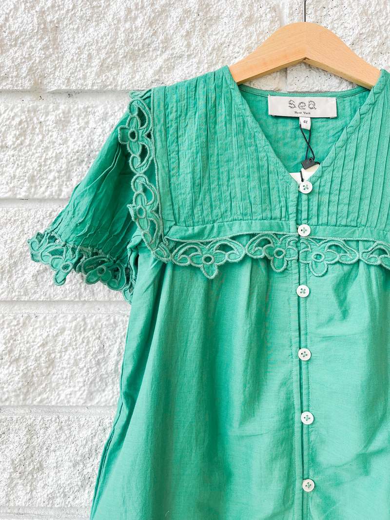 KIDS Sea NY Leila Eyelet Dress - Green