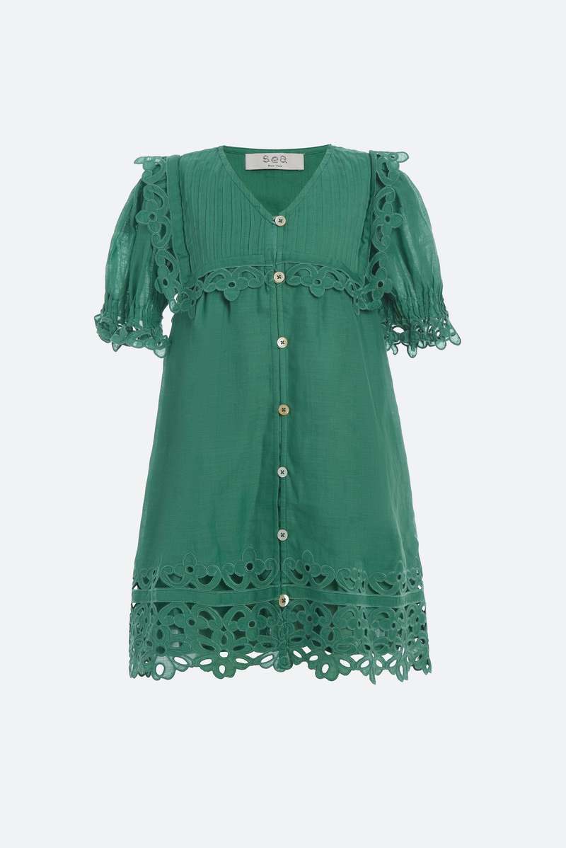 KIDS Sea NY Leila Eyelet Dress - Green