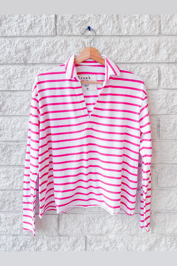 Frank & Eileen Patrick Popover Henley Top - Lotus Stripe
