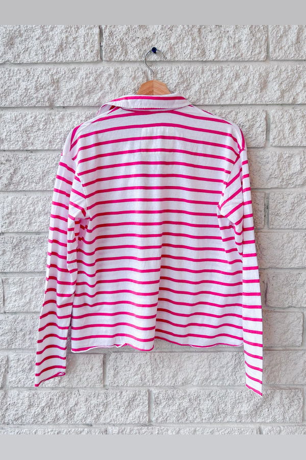 Frank & Eileen Patrick Popover Henley Top - Lotus Stripe