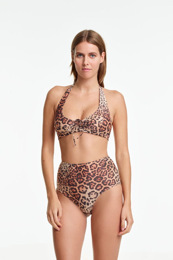 Yasmine Eslami Lena Halter Bikini Top - Leopard