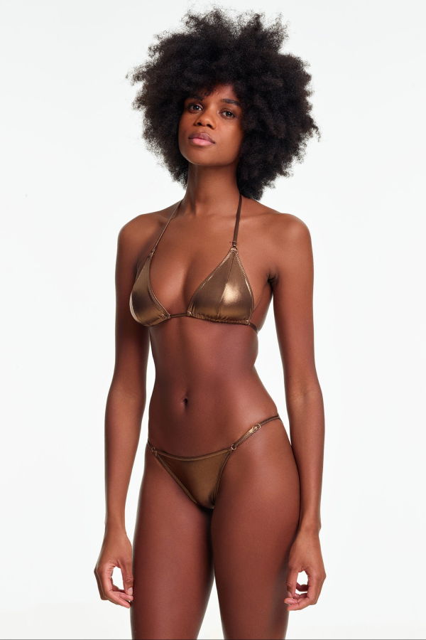 Yasmine Eslami Mica Triangle Bikini Top - Copper