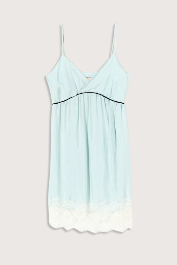 Plan C Dress Light Viscose Twill / Lace Dress - Morning Mist