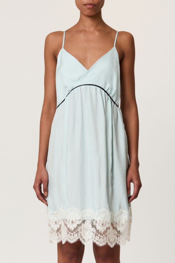 Plan C Dress Light Viscose Twill / Lace Dress - Morning Mist