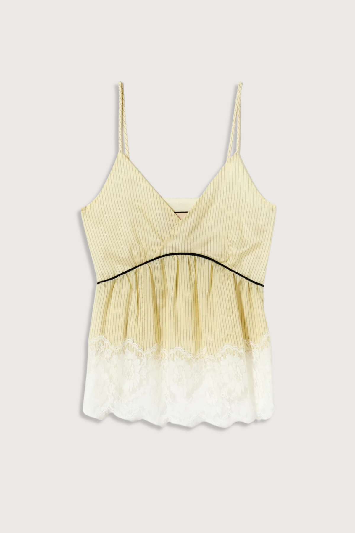 Plan C Striped Cami With Lace Cami - Egg White/Black - Image 1 of 4