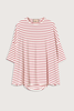 Plan C Striped Oversized Tee - White/Red - Thumbnail 1