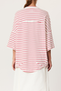 Plan C Striped Oversized Tee - White/Red - Thumbnail 4