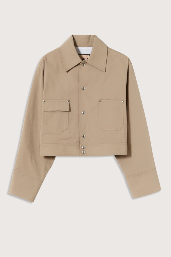 Plan C Tech Twill Crop Jacket - Sand