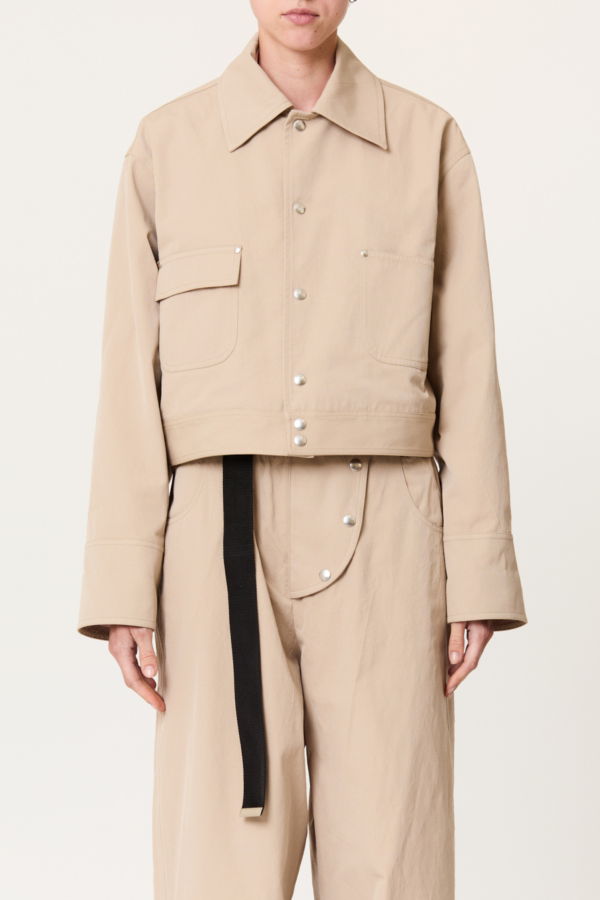 Plan C Tech Twill Crop Jacket - Sand