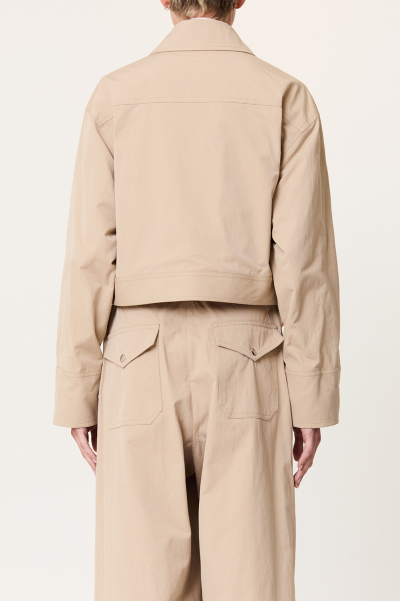 Plan C Tech Twill Crop Jacket - Sand
