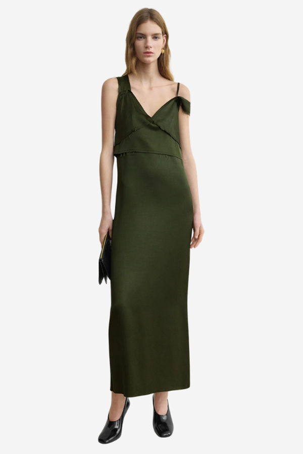 Totême V-Neck Slip Dress - Bottle Green
